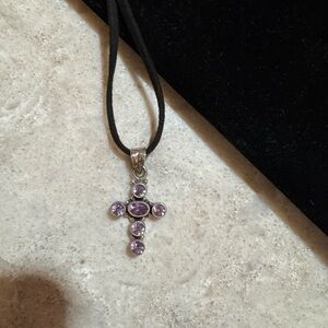 Amethyst Cross Pendant Necklace